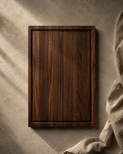 Black American walnut utility board with juice groove
