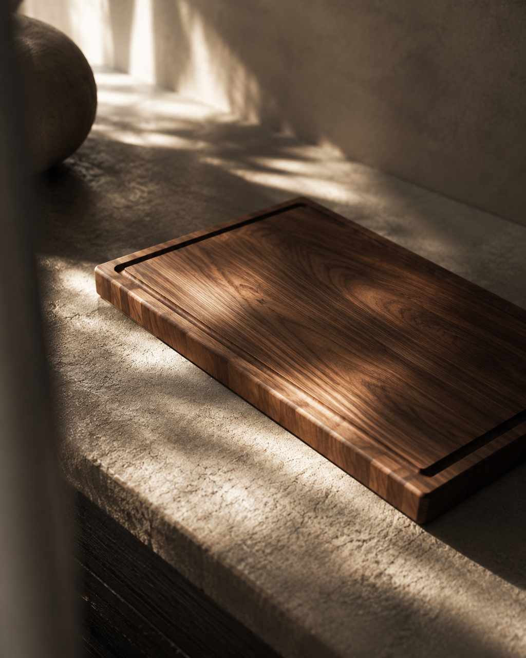 Black American walnut utility board detail photo