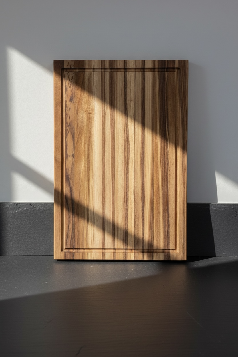 Black American walnut utility board with juice groove