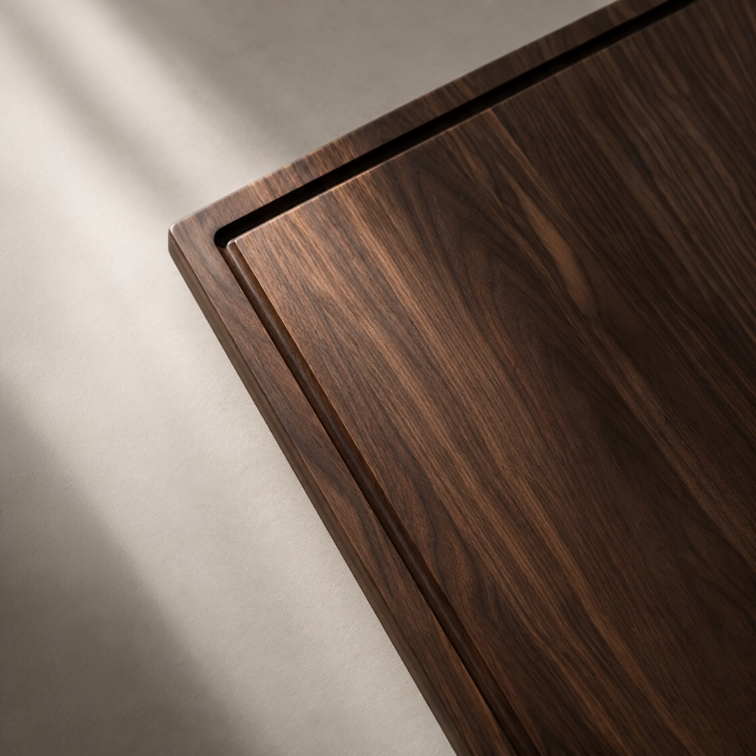 Black American walnut utility board with juice groove