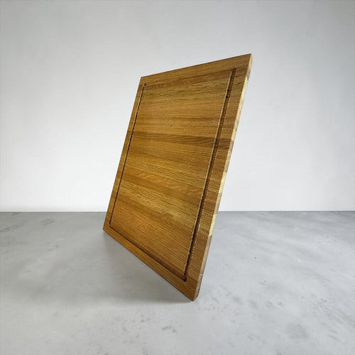 Quartered white oak medium utility board angled product photo with juice groove