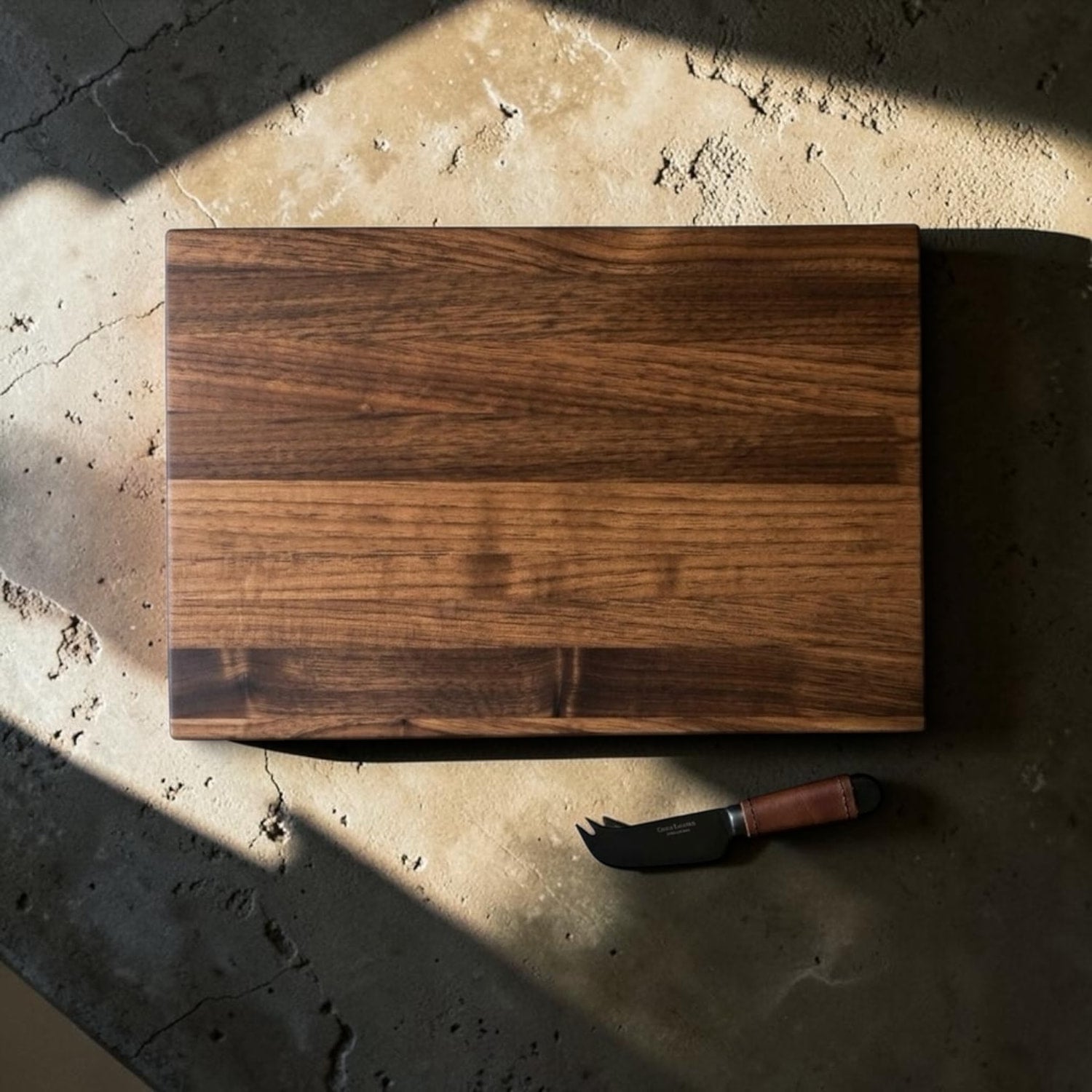 Small black walnut gift board with cheese knife